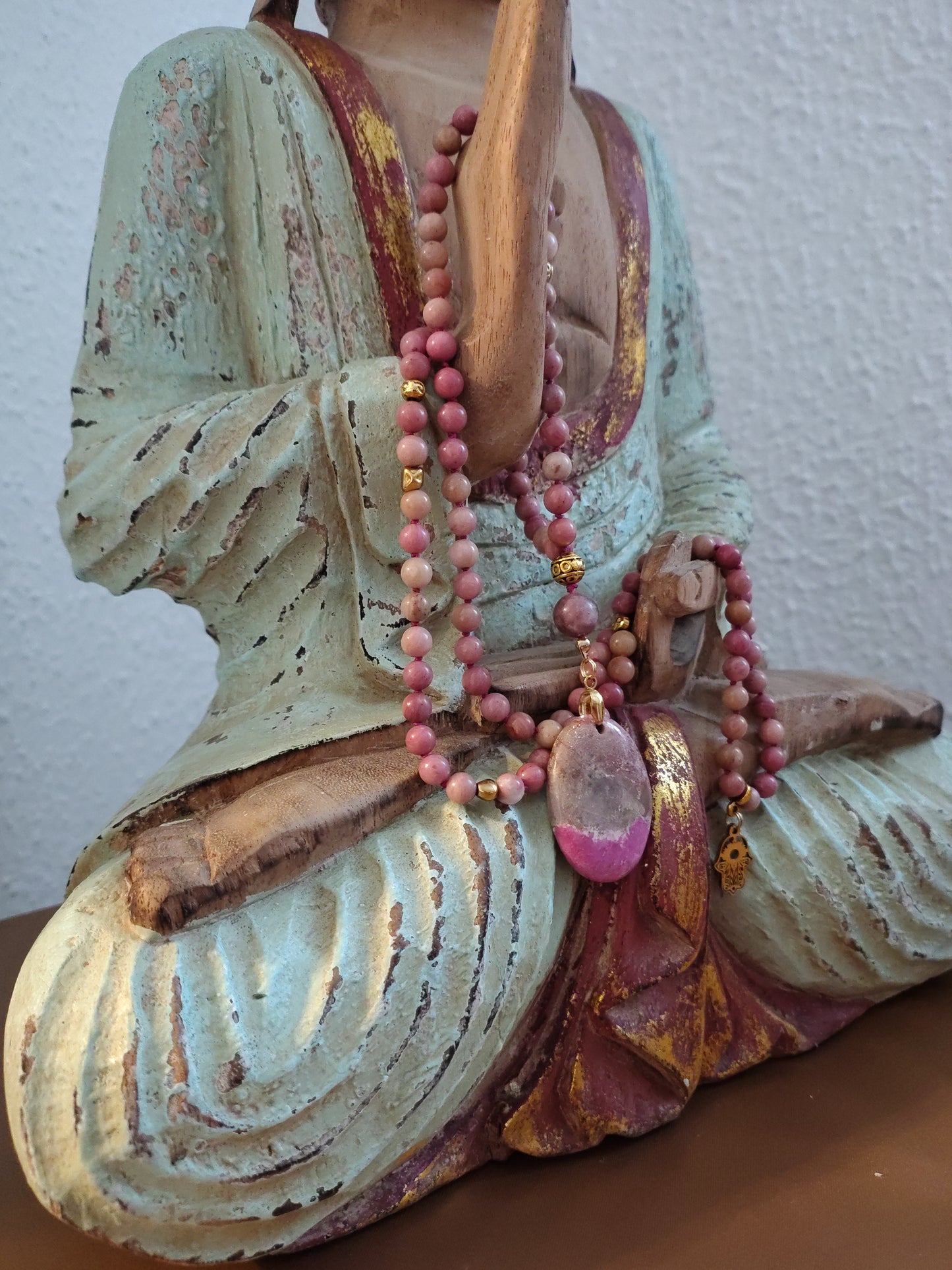 Japamala in rodonite - amore, guarigione emotiva, protezione (pezzo unico,numerato)