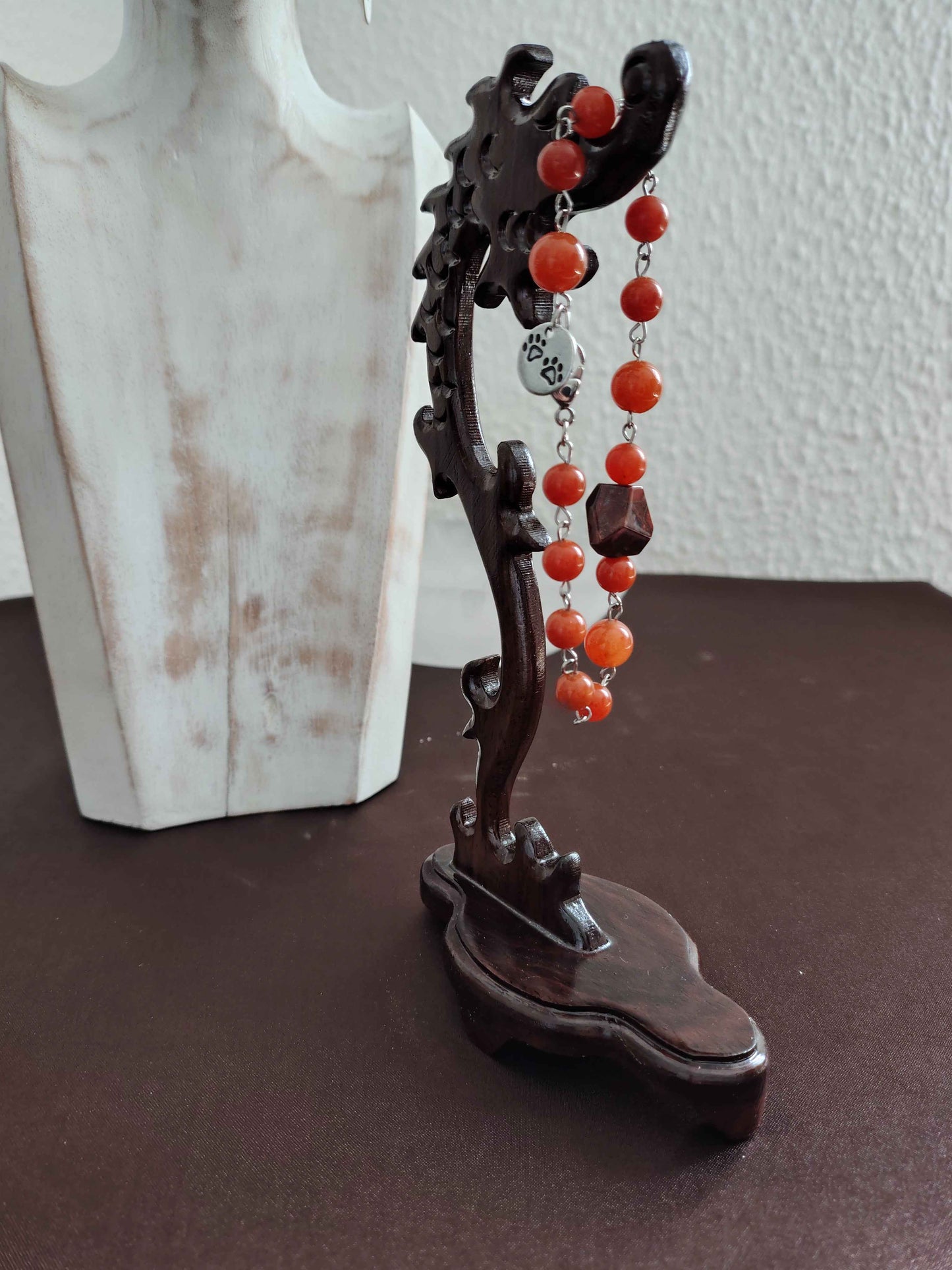 Bracciale in avventurina arancione con centrale in diaspro irregolare