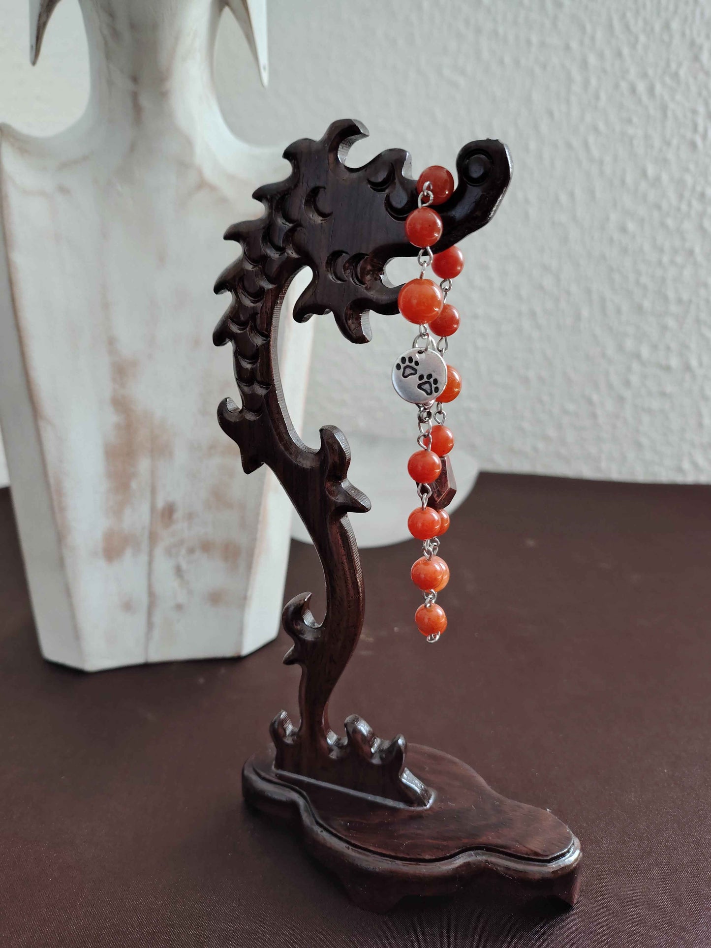 Bracciale in avventurina arancione con centrale in diaspro irregolare