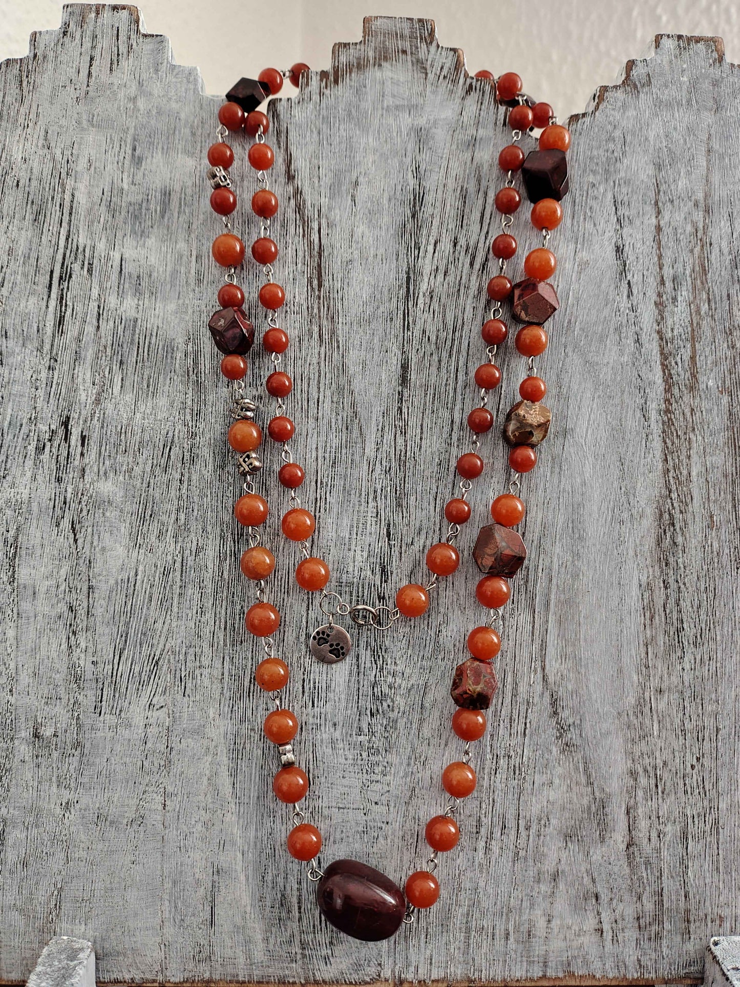 Collana in diaspro rosso e avventurina arancione