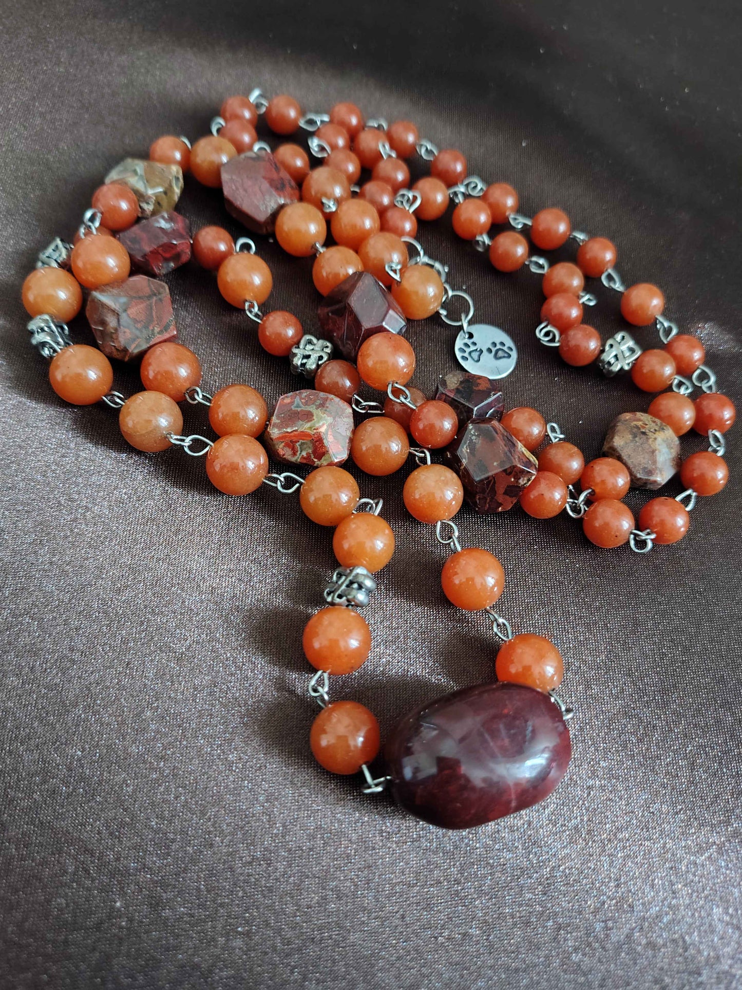 Collana in diaspro rosso e avventurina arancione