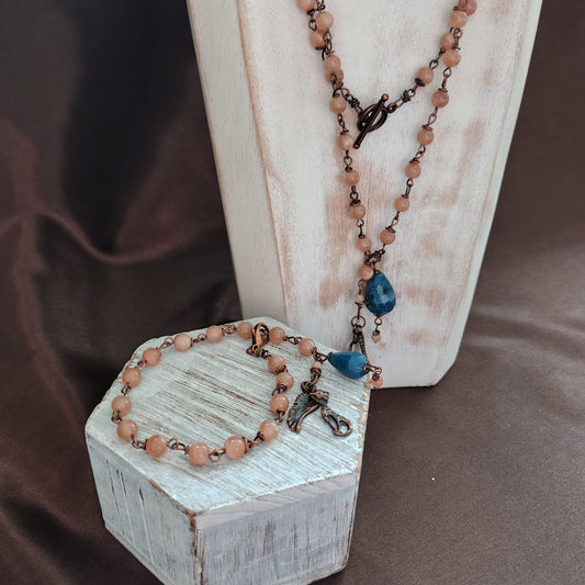 Parure in Pietra di Luna e Giada Turchese – Gioielli Naturali per Serenità, Amore e Legami Eterni– Rif. 2025/44 1/2/3