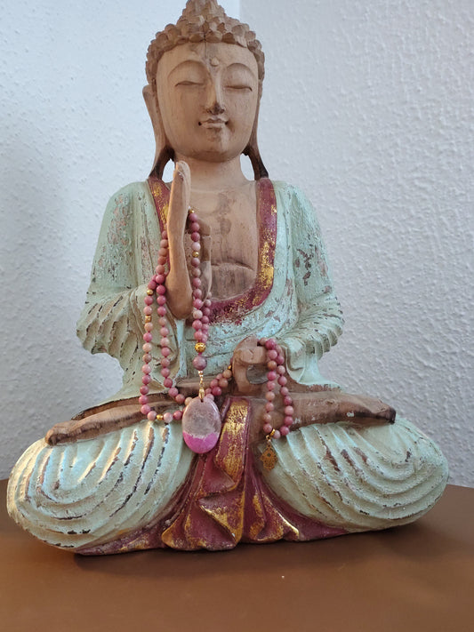 Japamala  in rodonite - amore, guarigione emotiva, protezione (pezzo unico,numerato)