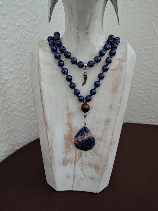 Japamala in Lapislazzuli, Ossidiana e Sodalite – Meditazione, Protezione e Intuizione