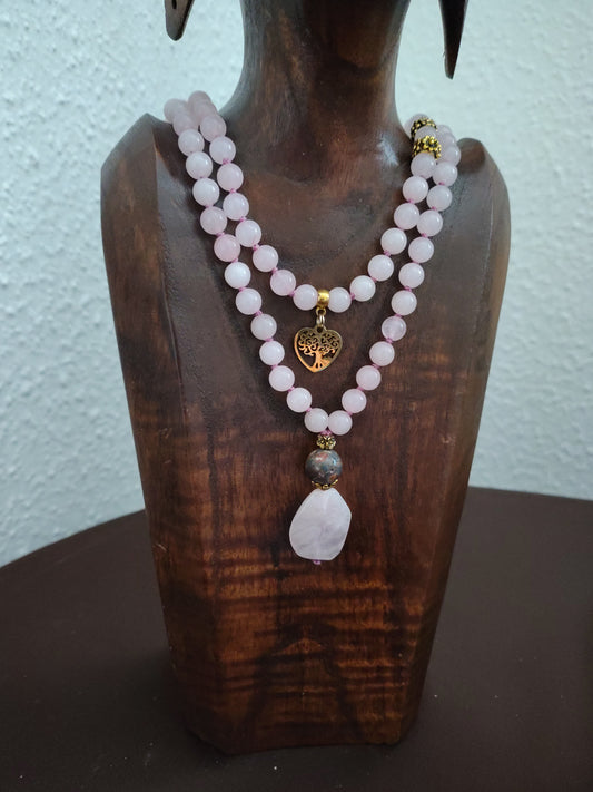 Japamala Artigianale in Quarzo Rosa – Amore e Luce Interiore